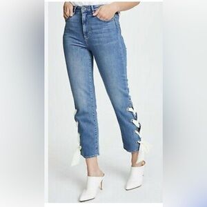 PAIGE  SARAH HI-RISE STRAIGHT STRETCH JEANS  LACE